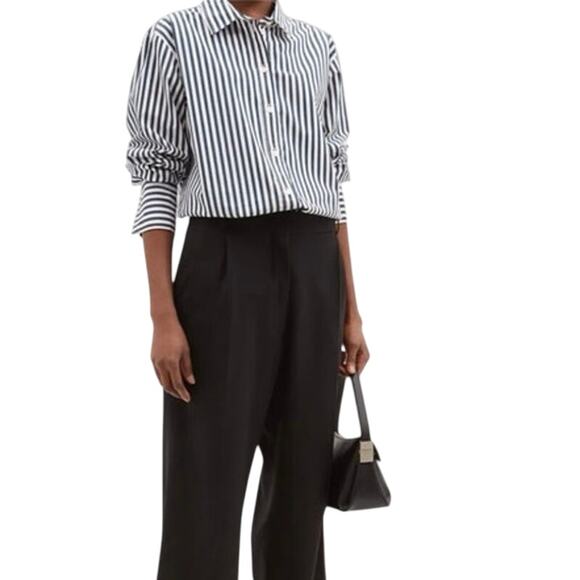 Frame x Ilona Hamer Blue White Pinstripe Menswear Classic Button Up Oversized XS - Picture 3 of 10